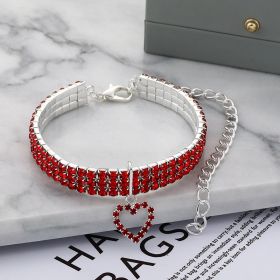 Three-row Stretch Pet Rhinestone Necklace Cat Dog Collar