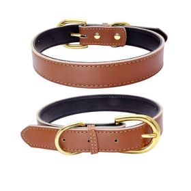 Genuine Leather Dog Collar; Wide Dog Collar; Soft Padded Breathable Adjustable Tactical Waterproof Pet Collar (Specification (L * W): M 42*2.0cm, colour: Brown)
