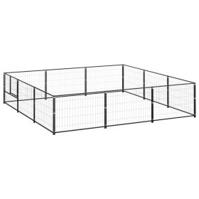 Dog Kennel Black 96.9 ft¬≤ Steel (Color: Black)